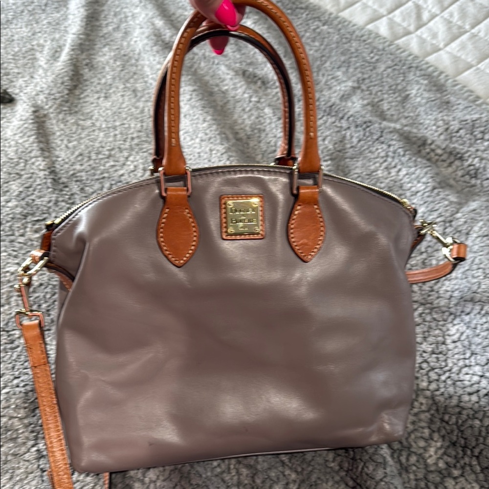 Dooney & Bourke Taupe and Tan Leather Satchel